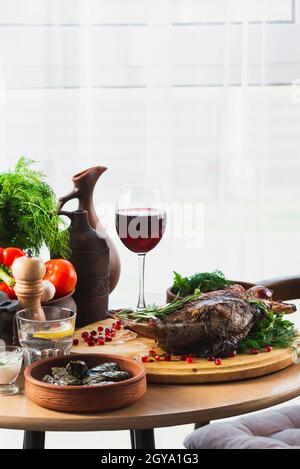 georgische nationale Küche. Menü. georgische Küche Restaurant. Stockfoto