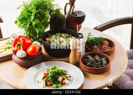 georgische nationale Küche. Menü. georgische Küche Restaurant. Stockfoto