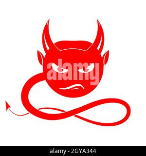 Horned Devil Red Symbol auf weißem Hintergrund isoliert. Stockfoto