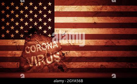 USA-Wirtschaft und Corona-Virus-Konzept. Die Auswirkungen des Coronavirus auf die Börse. Stockfoto