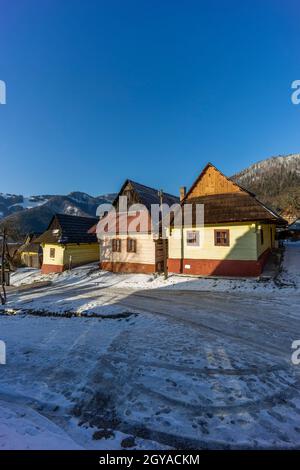 Vlkolinec Dorf UNESCO-Website in Velka Fatra Berge, Slowakei Stockfoto