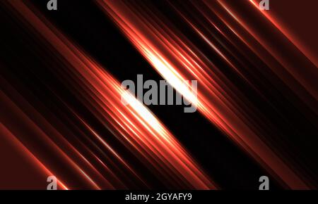 Dunkelroter geometrischer Hintergrund mit leuchtenden diagonalen roten Lichtlinien und Schatten Stock Vektor