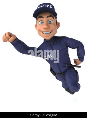 Spaß 3D-Illustration eines Cartoon Police Officer Stockfoto