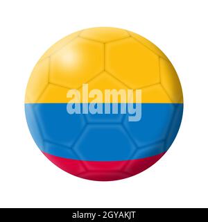 Eine Kolumbien Fußball Fußball 3D-Illustration isoliert auf weiß mit Beschneidungspfad Stockfoto