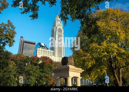 COLUMBUS, OHIO – 3. NOVEMBER: Skyline von Columbus, Ohio, USA, am 3. November 2016 Stockfoto