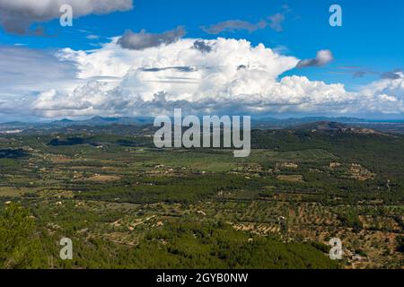 Luftaufnahme des natürlichen Hafens portocolom auf mallorca, balearen Stockfoto