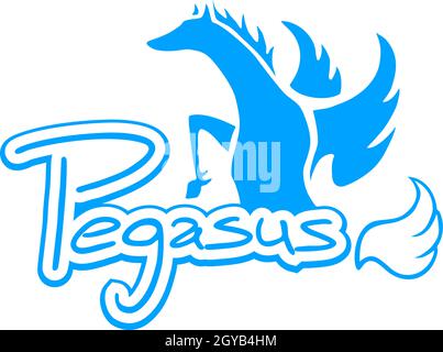 Blaues pegasus-Symbol Stock Vektor