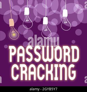 Textüberschrift mit Kennwortknacken, Unternehmensübersicht Maßnahmen zur Erkennung von Computerkennwörtern aus Daten Zusammenfassung unterschiedliche Ideen anzeigen Stockfoto