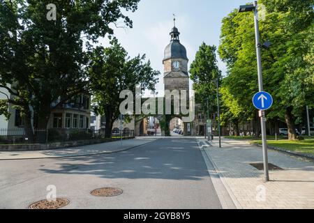 Coburg, Deutschland, 19. Juli 2021: Befestigungsanlagen am Eingang zur Altstadt von Coburg Stockfoto