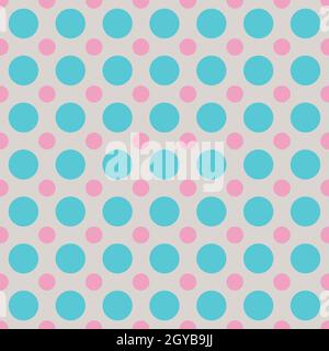 Polka Dot Muster, Blue Radiance Mix mit Prism Pink und White Sand Color. Nahtloser Hintergrund für Grafik-Design, Stoff, Textil, Mode. Farbtr Stockfoto