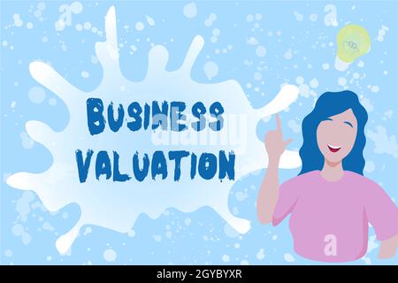 Schreiben Anzeige Text Business Valuation, Wort geschrieben auf die Bestimmung des wirtschaftlichen Wertes eines ganzen Unternehmens Lady Illustration Discovery New Idea La Stockfoto