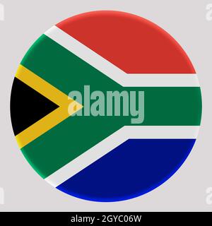 3D-Flagge von Südafrika auf Avatar-Kreis. Stockfoto