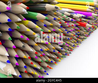 3D Render von farbigem Bleistift Buntstifte Stockfoto