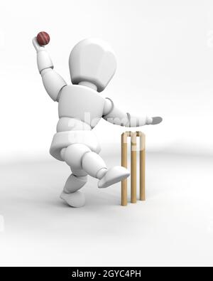 3D Rendering eines Mannes Cricket spielen Stockfoto