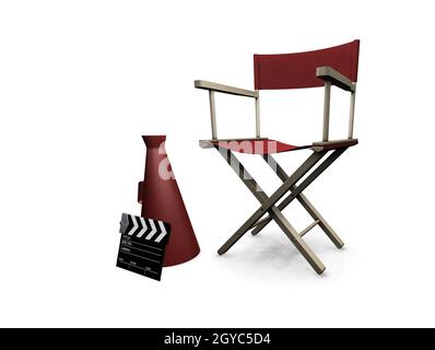 3D Render Film Elemente isoliert auf weißem Hintergrund Stockfoto