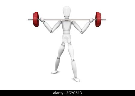 3D Render von jemandem Gewichte heben Stockfoto