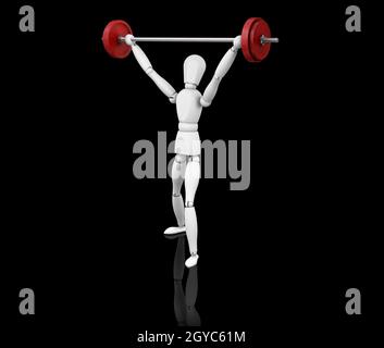 3D Render von jemandem Gewichte heben Stockfoto