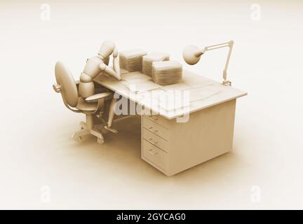 3D Rendering einer arbeitete person Stockfoto