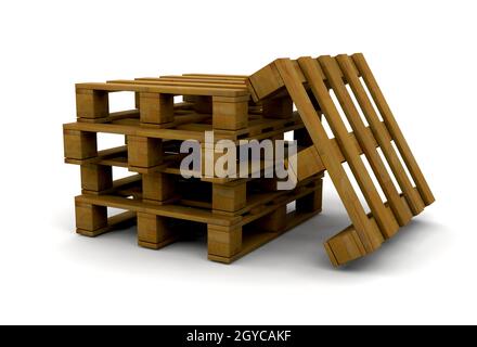 3D render aus einem Stapel von Paletten Stockfoto