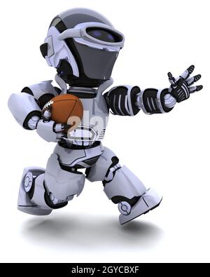 3D Rendern eines Roboters amerikanischer Fußball spielen Stockfoto