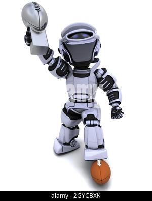 3D Rendern eines Roboters amerikanischer Fußball spielen Stockfoto