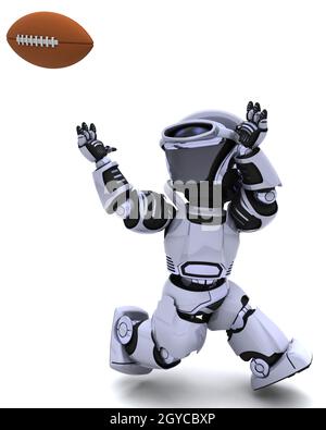 3D Rendern eines Roboters amerikanischer Fußball spielen Stockfoto