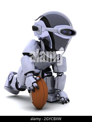 3D Rendern eines Roboters amerikanischer Fußball spielen Stockfoto
