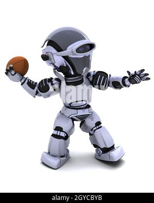 3D Rendern eines Roboters amerikanischer Fußball spielen Stockfoto