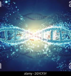 Medizinische 3D-Hintergrund mit DNA-Stränge Stockfoto