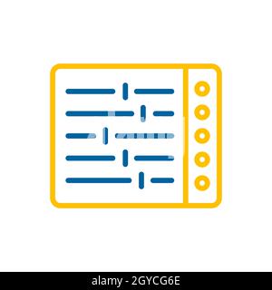 Symbol für Vektorflachdarstellung auf Mischpult. Graph Symbol für Musik und Sound Website und Apps Design, Logo, App, UI Stockfoto