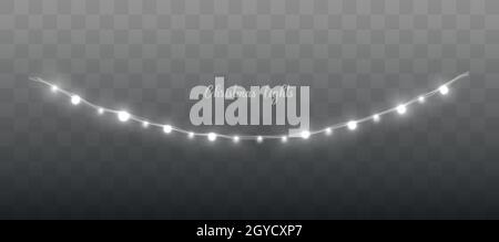 Weihnachtsbeleuchtung im Set. Vector New Year schmückt Girlande mit glühenden Glühbirnen. Stock Vektor