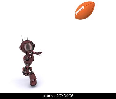 3D Rendern eines Androiden spielen American Football Stockfoto