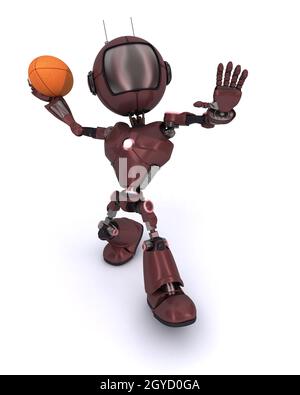 3D Rendern eines Androiden spielen American Football Stockfoto