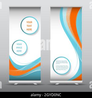 Werbung Roll Up Banner mit einer abstrakten Design Stockfoto