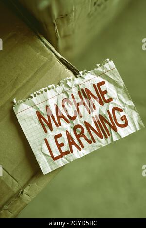 Sign Display Machine Learning, Business-Schaufenster wissenschaftliche Studie von Algorithmen und statistischen Modellen Denken Neue helle Ideen Erneuerung kreativit Stockfoto
