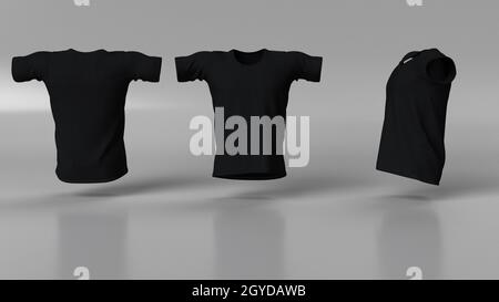 3d realistisches Rendering von Mens T Shirt Clean leere Schablone, Modell für Design, Logo Stockfoto