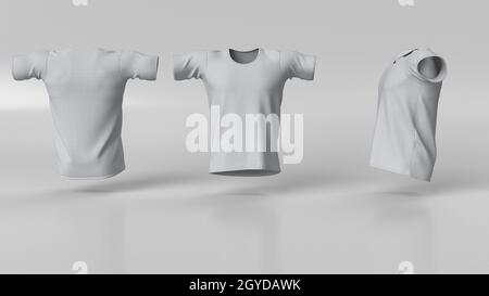 3d realistisches Rendering von Mens T Shirt Clean leere Schablone, Modell für Design, Logo Stockfoto