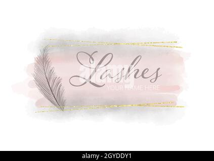 Feminines Design mit dekorativem Aquarell-Logo Stockfoto