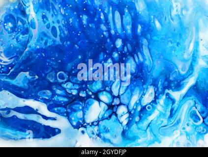 Handgemalte Aquarell-Textur Hintergrund mit Meer Thema Stockfoto