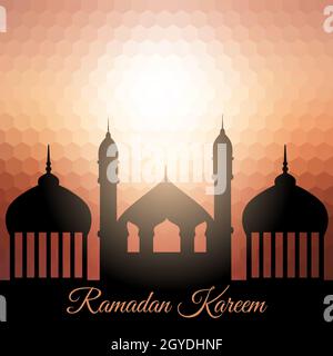 Ramadan Kareem Hintergrund mit Moschee Silhouette Stockfoto