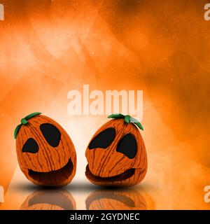 3D-Render einer Halloween Kürbisse auf einem grunge Aquarell Hintergrund Stockfoto