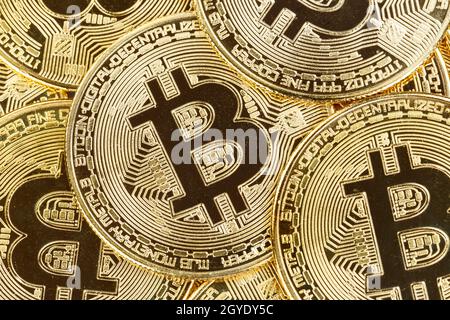 Bitcoin Krypto Währung online bezahlen digitales Geld Kryptowährung Geschäft Finanzen Bit Münze Stockfoto