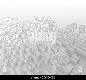 3D-Rendering eines abstrakten Hintergrunds aus weißen Würfeln Stockfoto