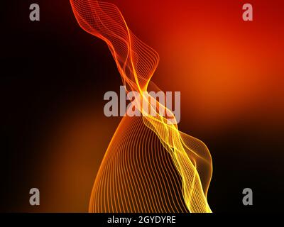 3D-Rendering eines abstrakten fließenden Linien Techno-Hintergrunds Stockfoto