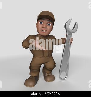 3D-Rendering des Cartoon Delivery Driver Stockfoto