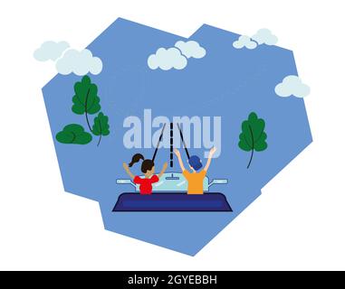 Eine Frau und ein Mann reisen mit dem Auto. Konzeptionelle Idee eines flachen Designs einer Vektorgrafik Satz von Illustrationen. Navigation, Online-Karte auf dem Smartphone, Stockfoto