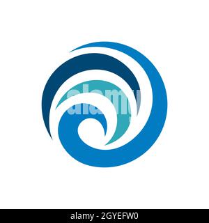 Abstraktes Blue Swirl Tribal Sphere Logo Template Illustration Design. Vektor EPS 10. Stockfoto