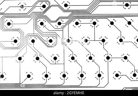 Leiterplattenhintergrundstruktur, isoliert auf Weiß Stockfoto