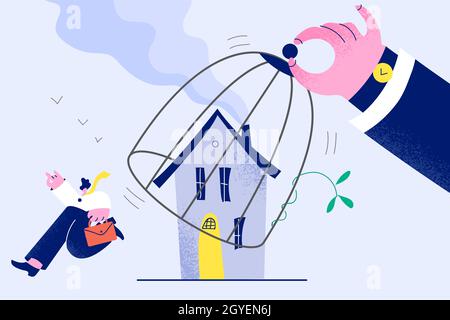 Wiedereröffnung des Geschäfts nach dem Coronavirus-Sperrkonzept. Menschliche Hand entriegelt Käfig und die Einstellung frei Geschäftsmann bedeutet Neustart des Geschäfts nach Peak o Stockfoto