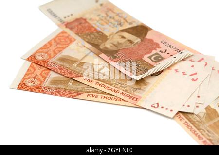 Pakistanische Rupien, pakistanische Währungsscheine, 5000 Rupien Stockfoto